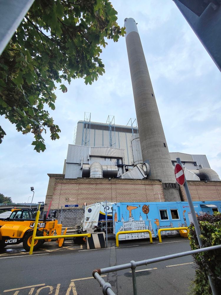 Exterior view of SELCHP incinerator power plant in South East London