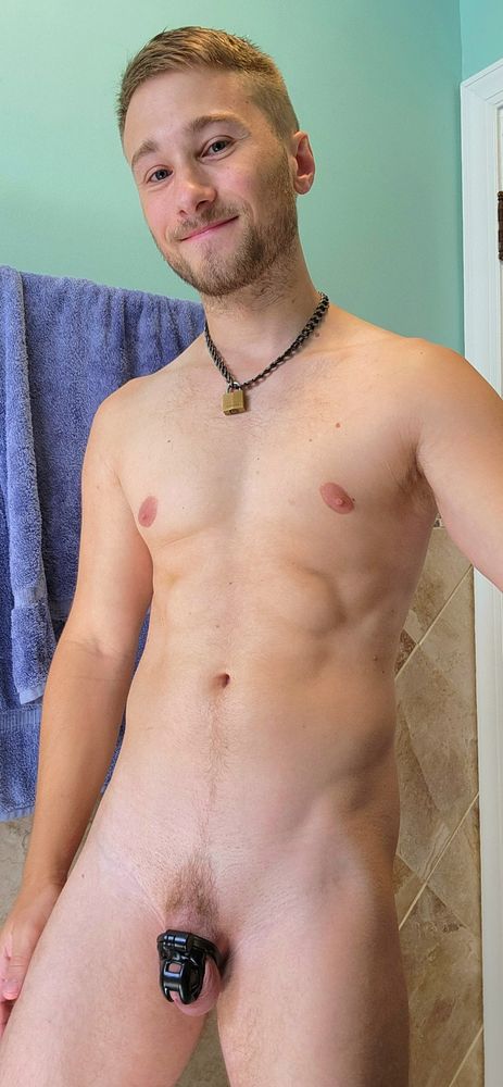 Standing locked in chastity 