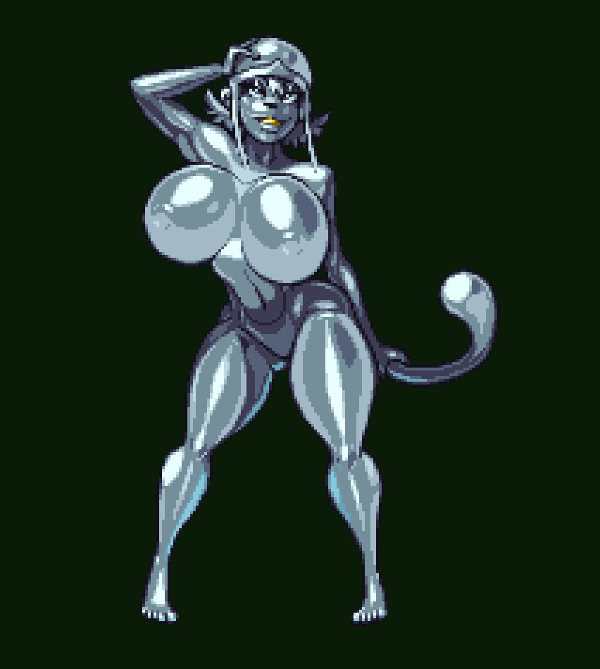 A Metaletemon lady Sora with huge boobs with 美女 on them.