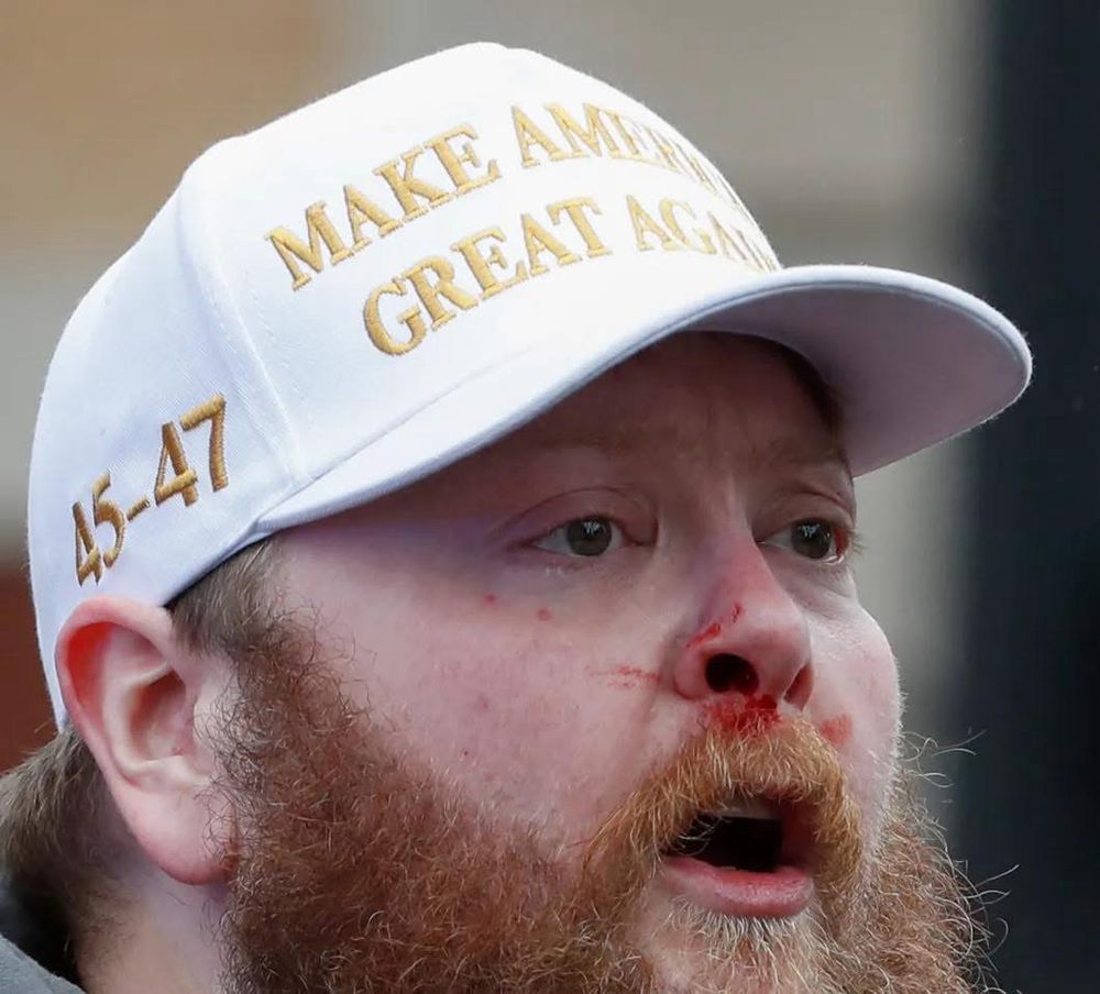 James Jordan pictured here wearing his Trump hat. He was also wearing a Trump sweatshirt. Apparently, according one of the volunteers his wife had a BULLHORN. 