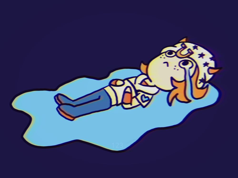 Johnny Joestar laying on his back as tears spill down his face, forming a massive puddle beneath him. 