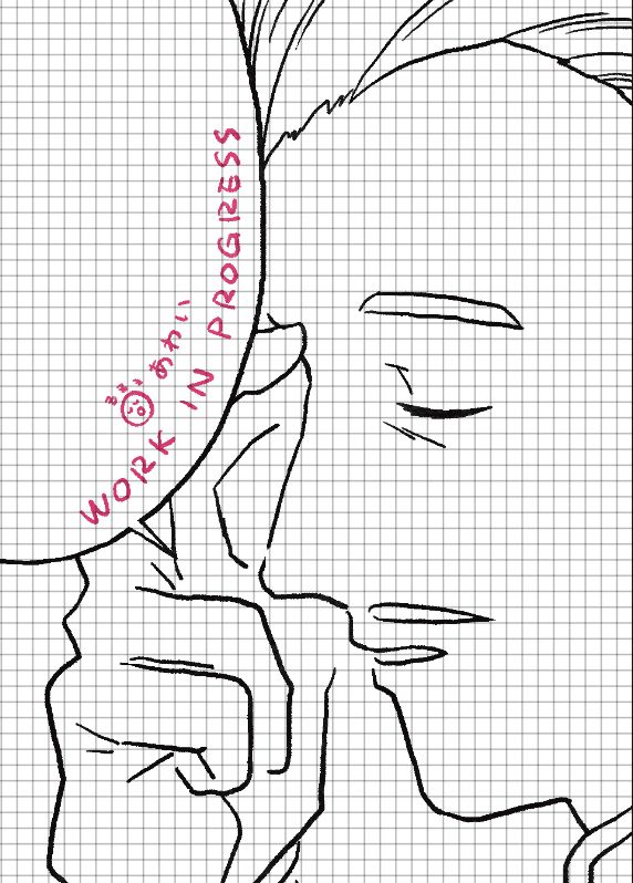銀英伝OVA シュトライトの二次創作絵（疲れた様子の横顔）の線画