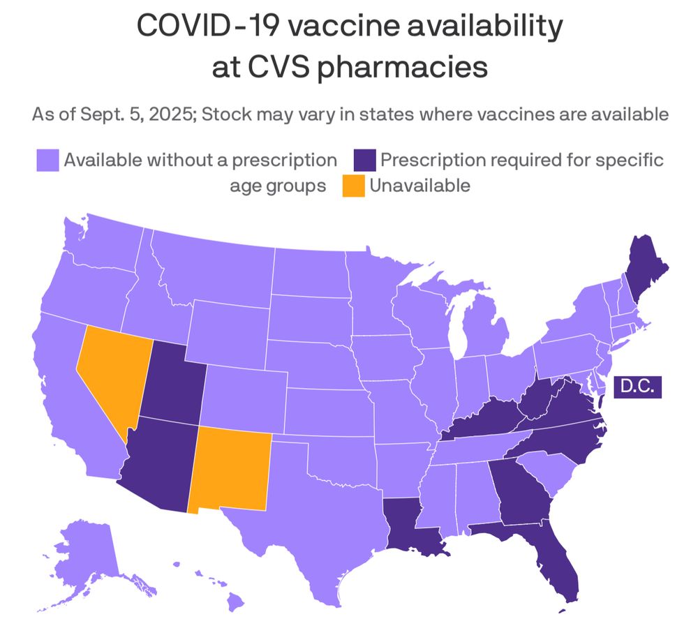 COVID-19 vaccine availability at CVS pharmacies
As of Sept. 5, 2025 Map