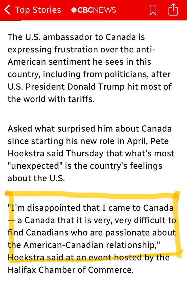 US ambassador to Canada Pete Hoekstra says something really dumb. 
