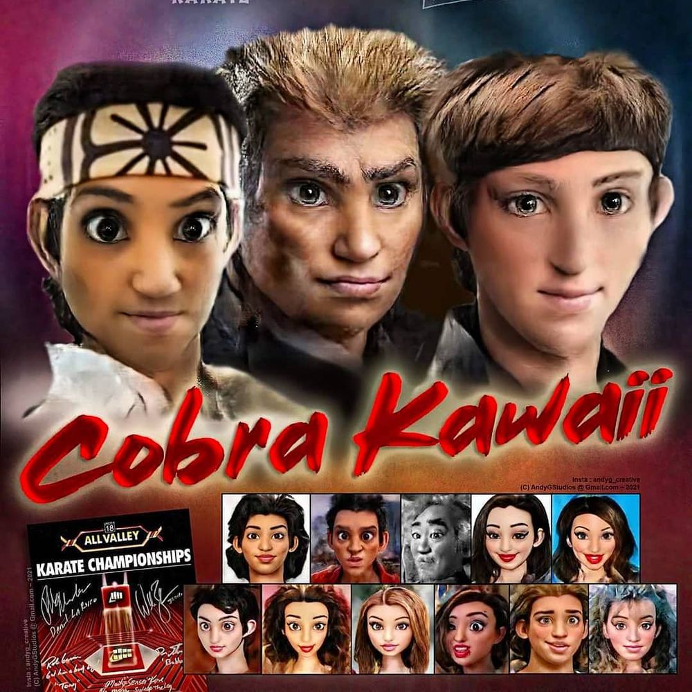 Funny Cobra Kai TV Series poster, photoshop layout, otherwise all AI, bit old now, but ya know... fun !