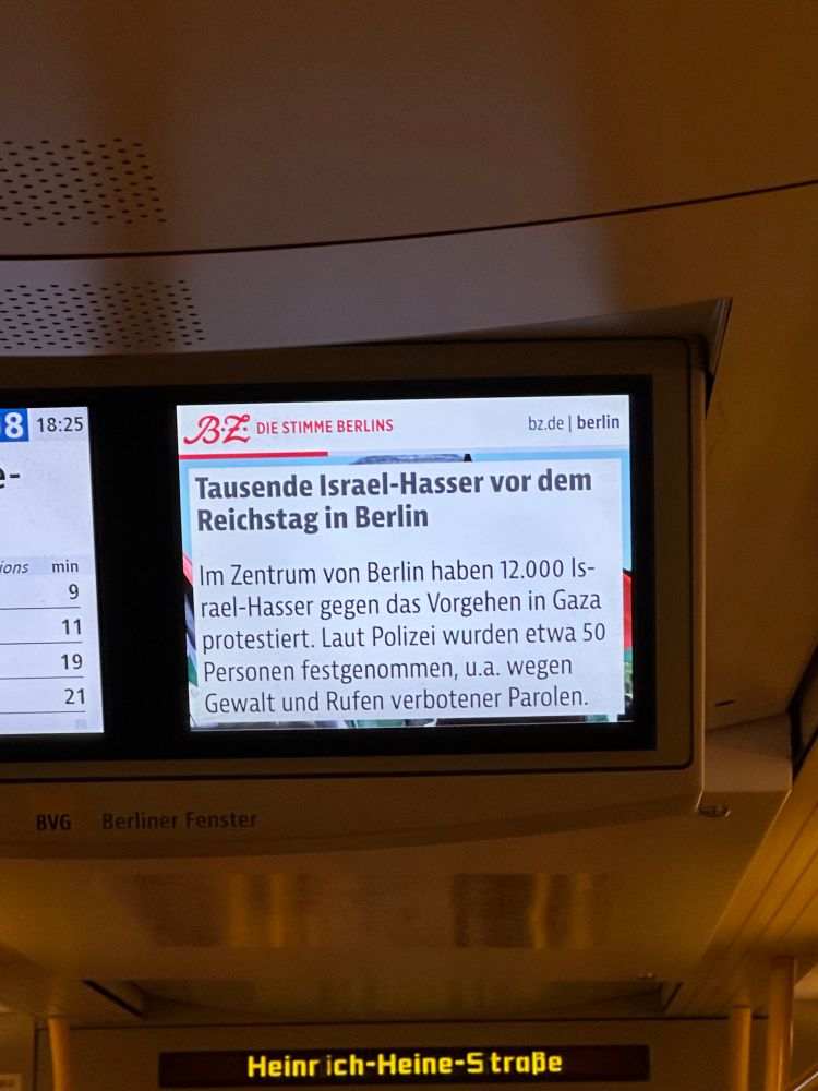 Bz Schlagzeile Tausende Israel
hasser vor dem Reichstag in Berlin