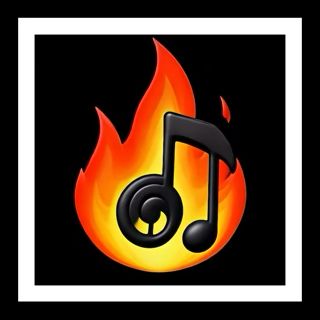 Ein Emoji aus einer Flamme und Musiknoten
