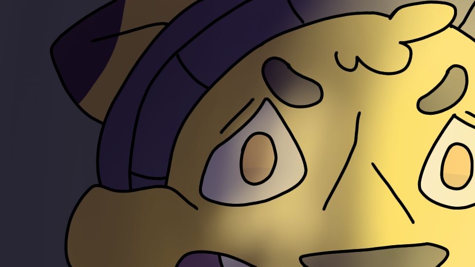 A parody image of Honeycomb reenacting The Blair Witch Project's famous scene (due to a little bit of shenanigans on the server)
