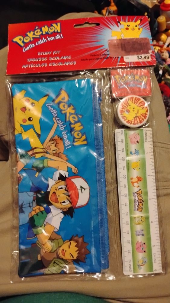 Pokemon study kit with eraser, sharpener, ruler and pencil case all themed for Pokemon 