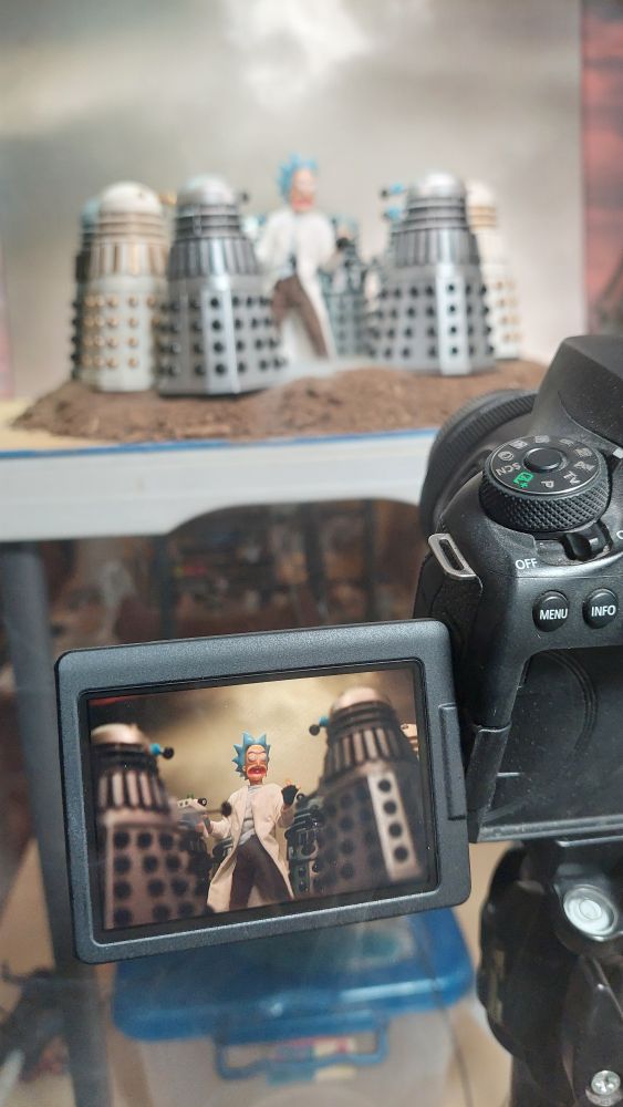 Behind the scenes of the Rick and dalek shoot in my kitchen. 