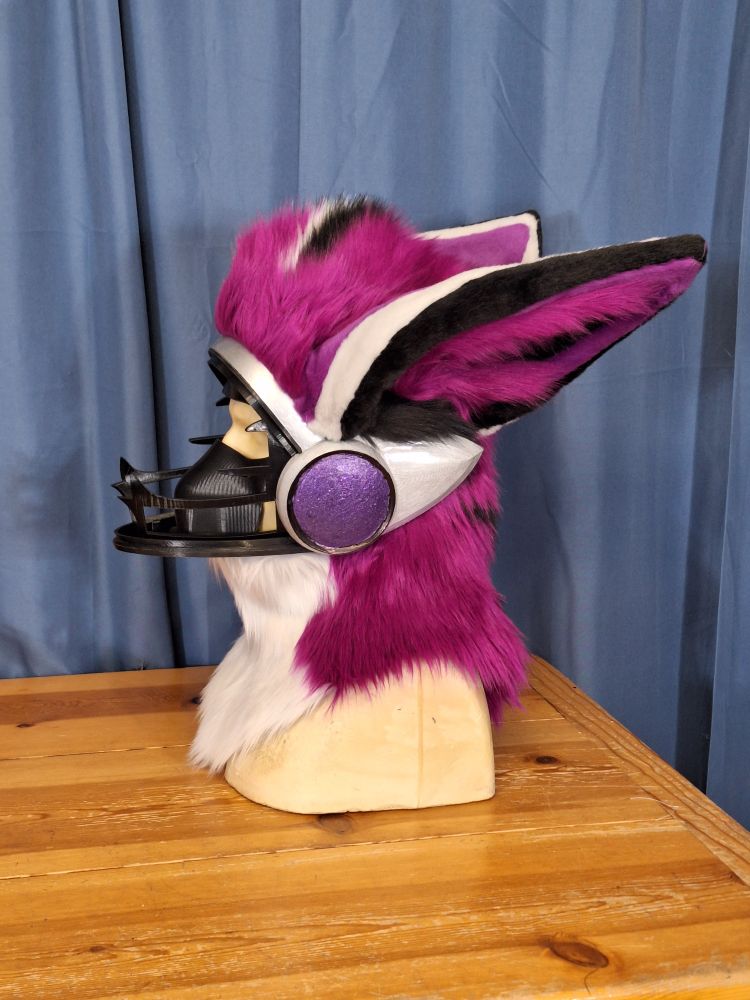 A magenta protogen head in progress. 