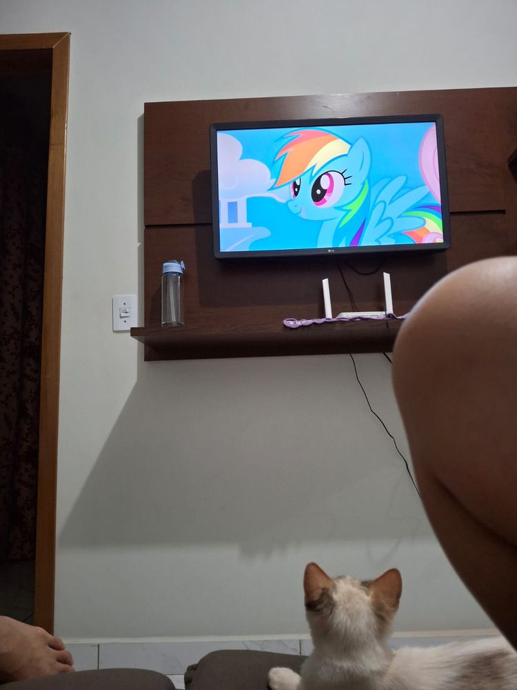 pudim assistindo my little poney com suas mamães