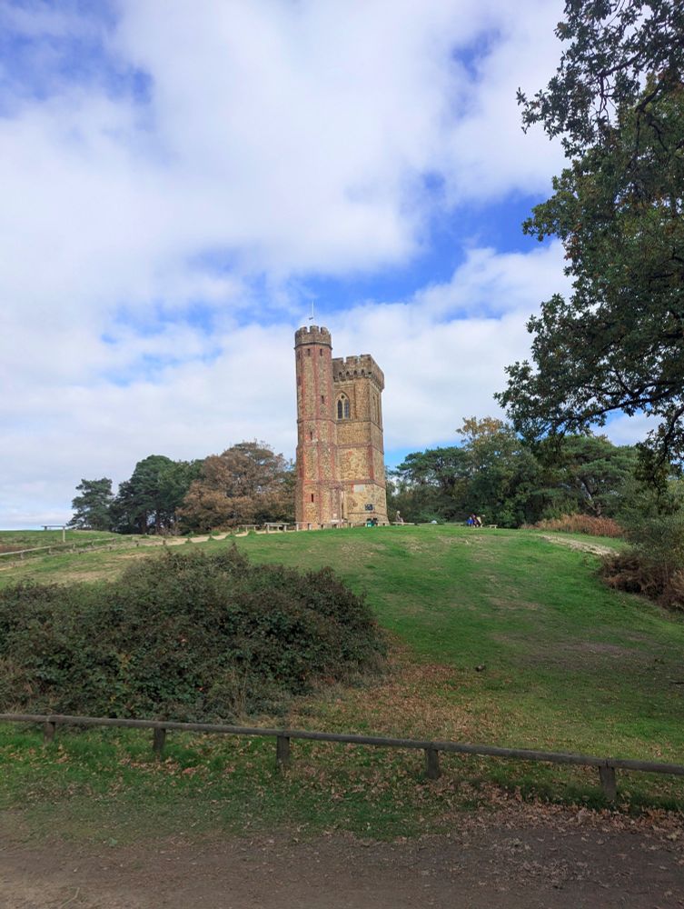 Leith Hill tower against a cloudy sky