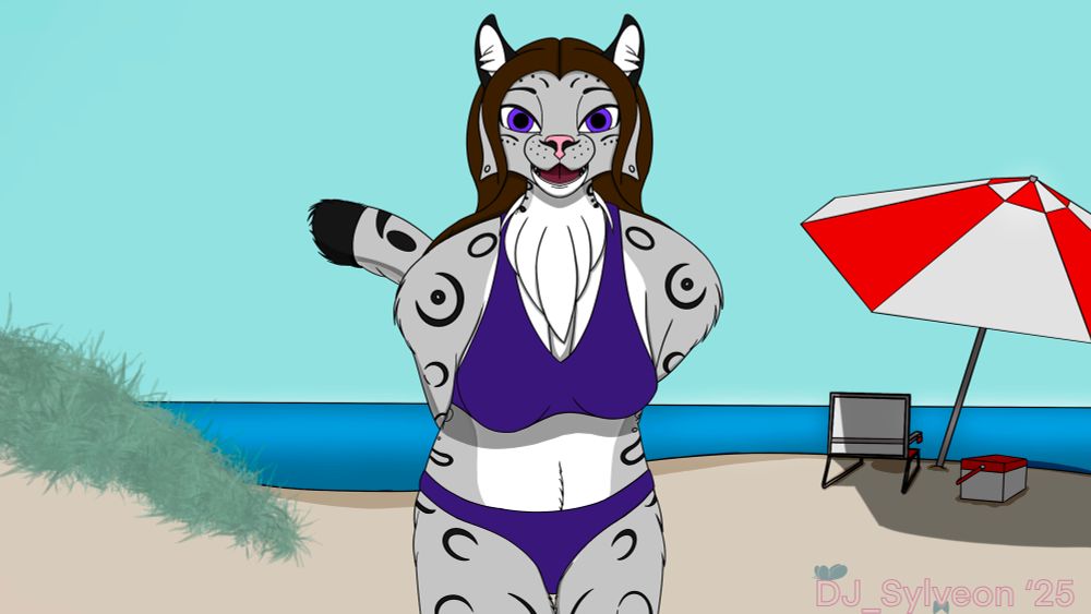 Ava (Mikhaila’s snow leopard form) coming over to you on the beach to “chat” (read as flirt).