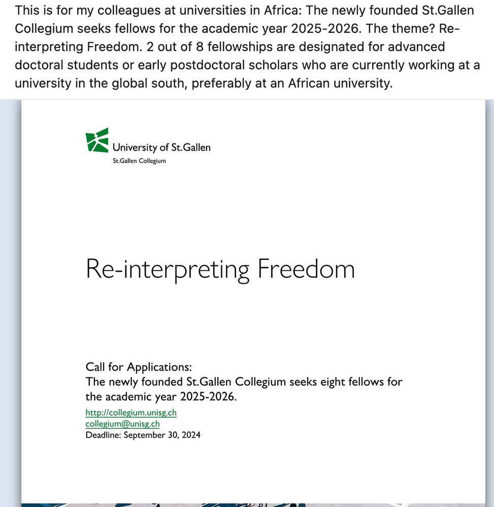a call for applications from the St. Gallen Collegium: collegium.unisg.ch