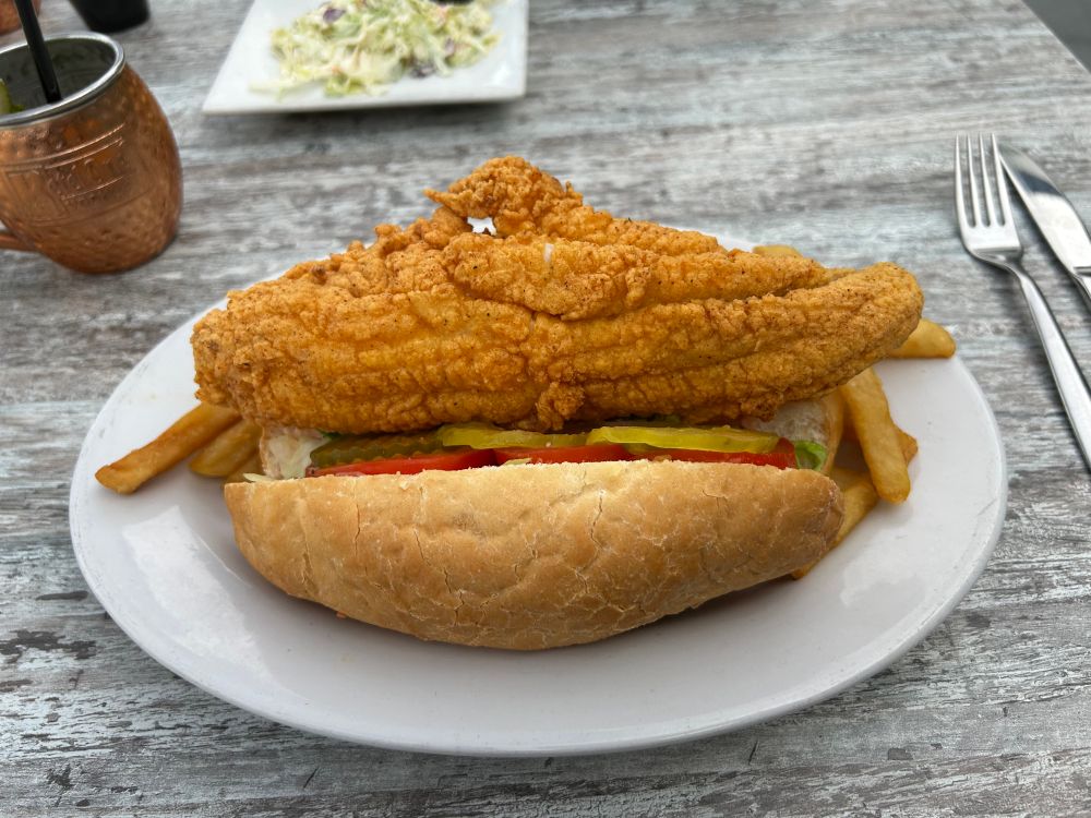 Catfish po boy with fries