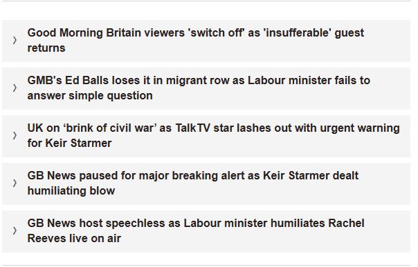 A list of articles in the Daily Express. Ed Balls  loses it, Reeves humiliated, Starmer humiliated.  It's a tidal wave of shite.