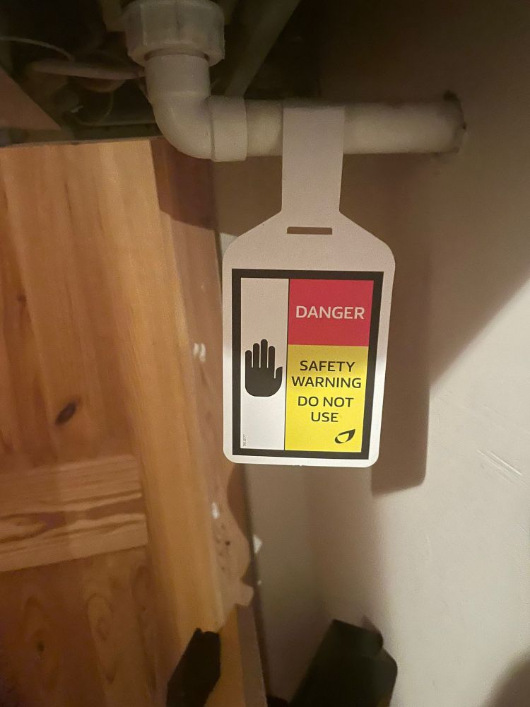 A safety warning on a clapped out boiler.  Thought it would just be a simple fix but no, the thing is now condemned. It is me, in boiler form.