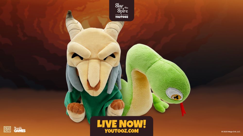 Plush versions of the Silent and Snecko, the former of which has the iconic Youtooz-ified eyes on her skull mask. The text reads "LIVE NOW! YOUTOOZ.COM"