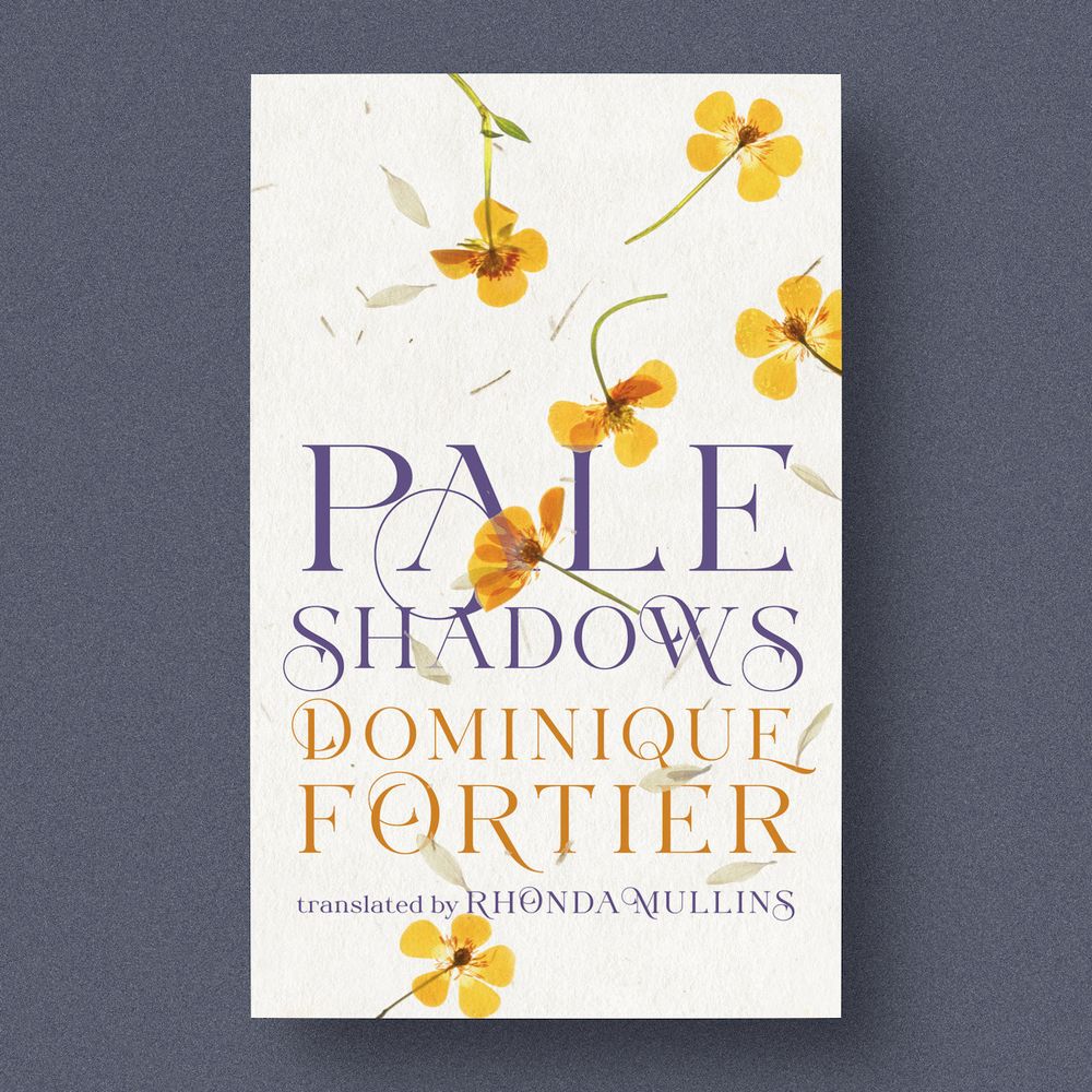 The cover of Pale Shadows by Dominique Fortier, translated by Rhonda Mullins, published by Coach House Books and distributed in Canada by PGC Books. ISBN 9781552454688

When she died, Emily Dickinson left behind hundreds of texts scribbled on scraps of paper. She also left behind three formidable women: her steadfast sister, Lavinia; her brother's ambitious mistress, Mabel Loomis Todd; and his grief-stricken wife, Susan Gilbert Dickinson. With no clear instructions from Emily, these three women would, through mourning and strife, make from those scraps of paper a book that would change American literature.

From the author of Paper Houses, this is the improbable, almost miraculous, story of the birth of a book years after the death of its author. In these sensitive and luminous pages, Dominique Fortier explores, through Dickinson's poetry, the mysterious power that books have over our lives, and the fragile and necessary character of literature.