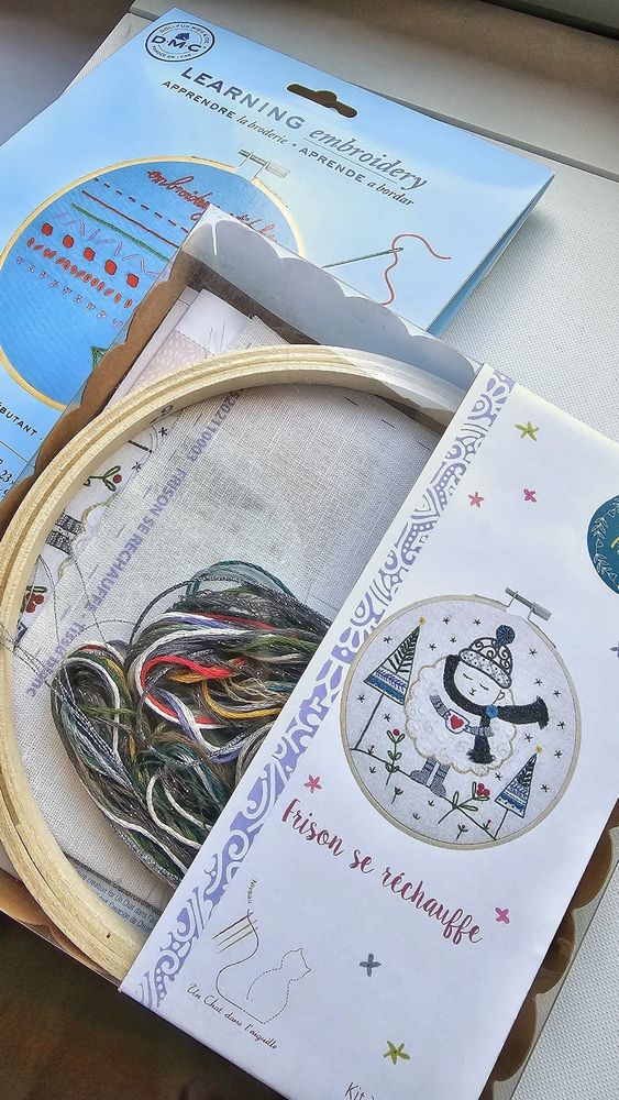 A picture of two brand new embroidery kits for beginers.