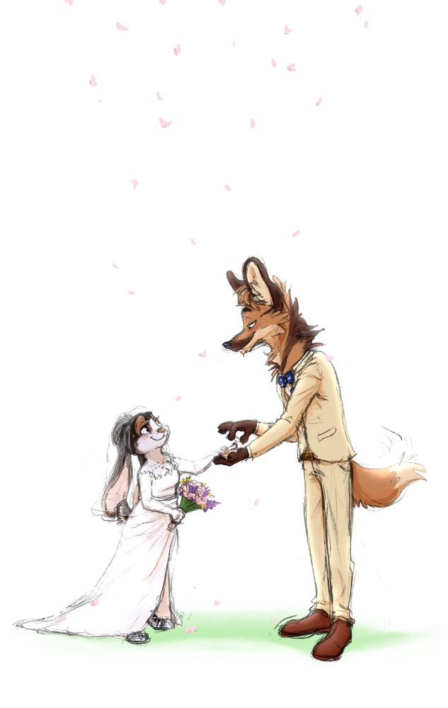 Maned wolf groom and S’mores bun bride getting married 🙏🏻💖
