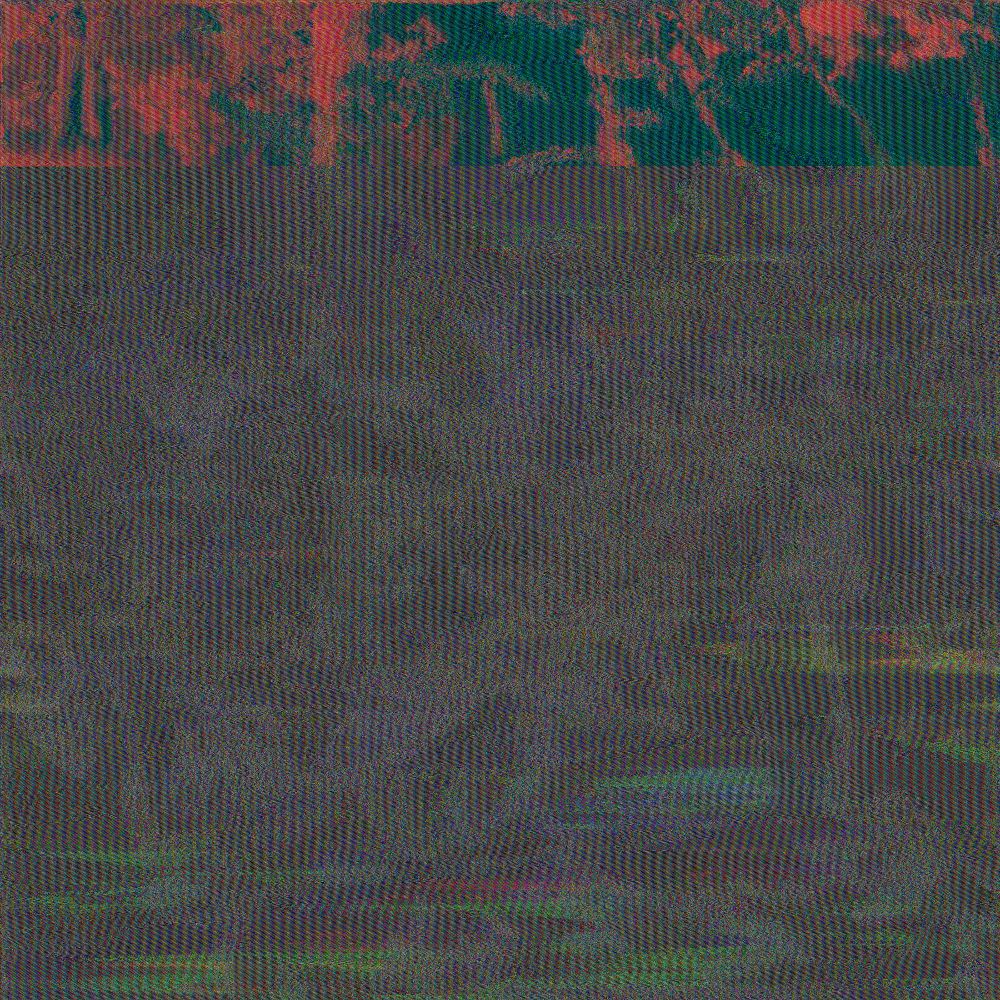 I don't know, it's noise art, it's got trees in red and blue at the top and that's about it, its rpimarily static the way down but its got cool colors