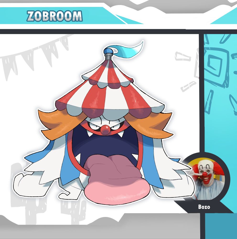 Um Saci baseado no palhaço Bozo, uma mistura de tenda de circo com palhaço