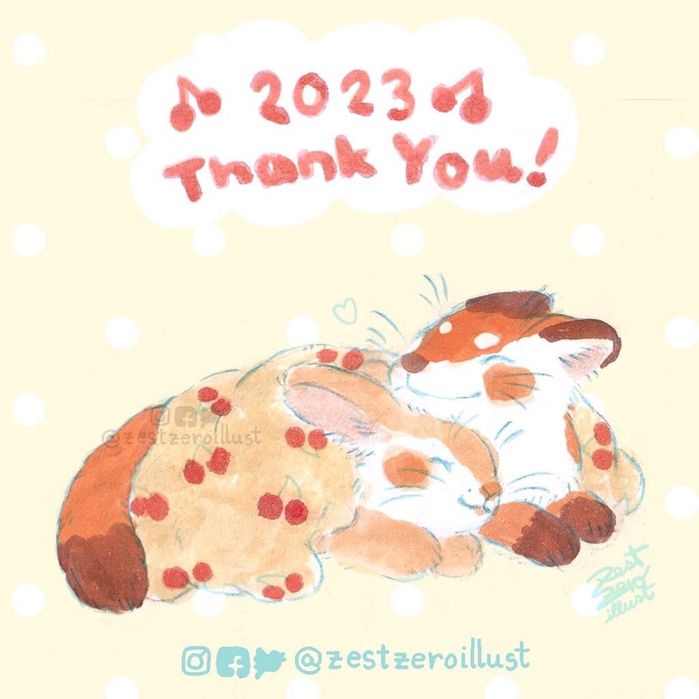 The fox and the rabbit happily cuddle together under the cherry blanket. My fan art from Cherry Magic (Japanese drama version).