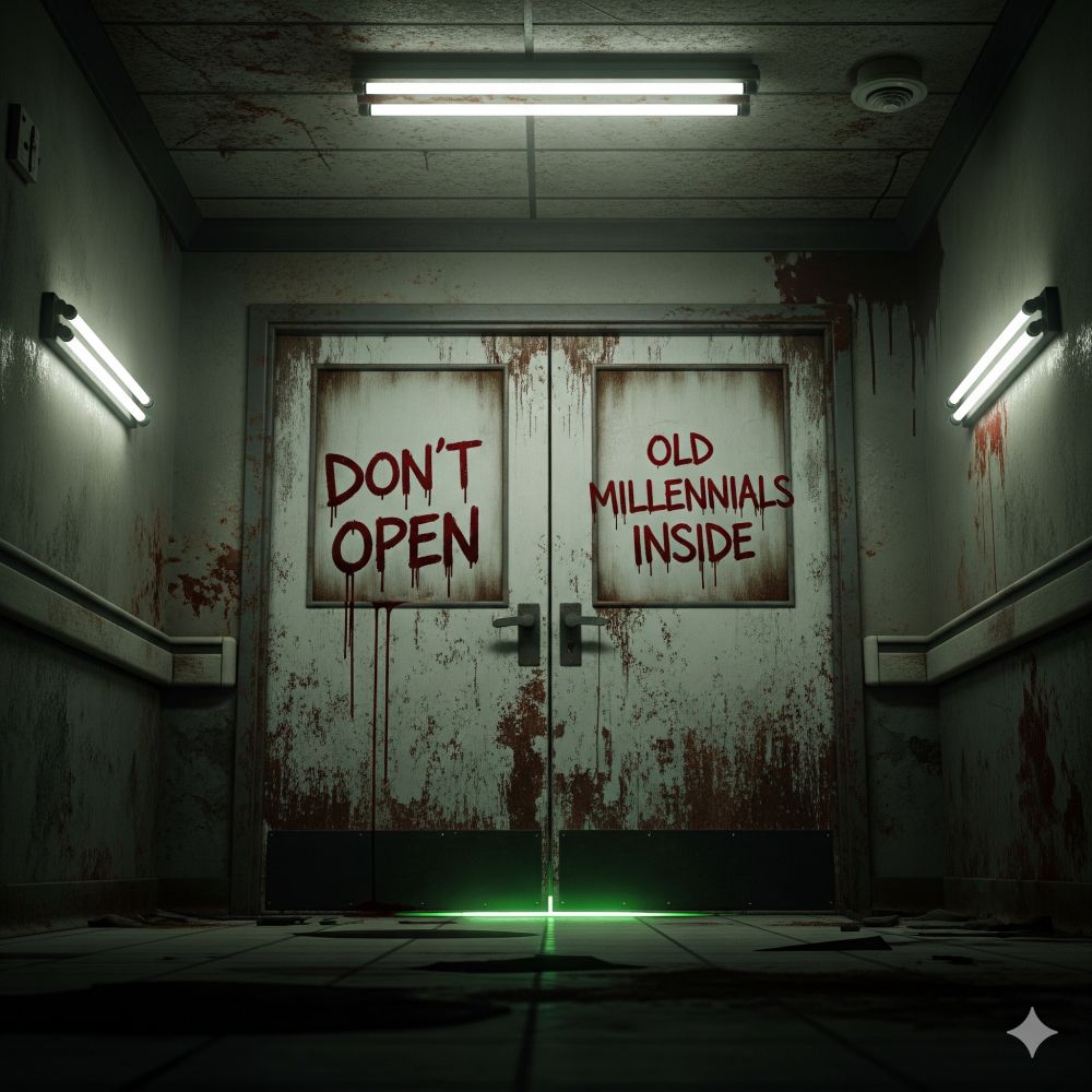 Shitty AI image of doors reading 