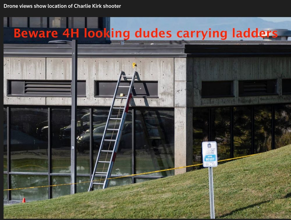Image of Charlie Kirk shooter's escape ladder in Utah. Source: Reuters. 