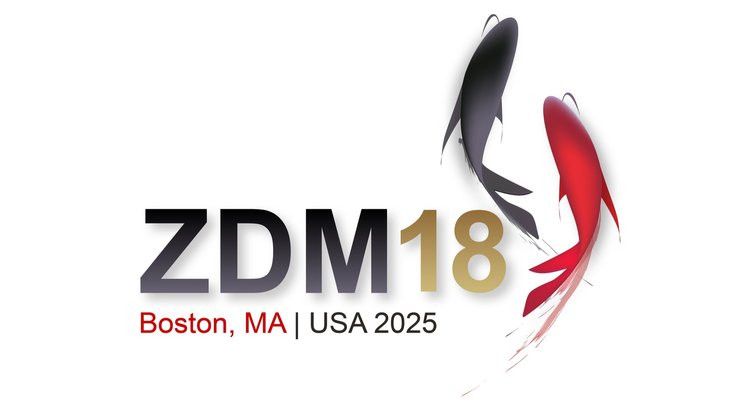 Image of the logo for the Zebrafish Disease Models Conference (ZDM18). Text that reads 'ZDM18 Boston, MA, USA 2025' and two silhouettes of zebrafish that are black and red.