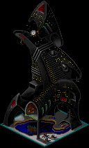 the "Darco" arcology from Sim City 2000, looking like a goth art deco mass of bending spines and curves, built over a gigantic swimming pool