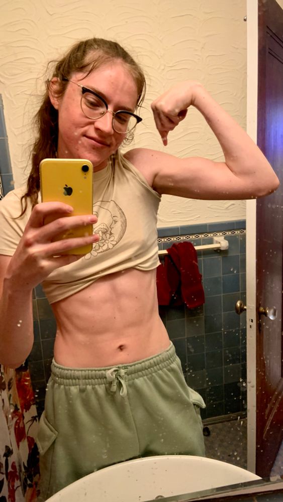 shameless muscle flex in the mirror 