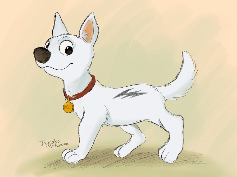 A drawing of bolt form disneys bolt