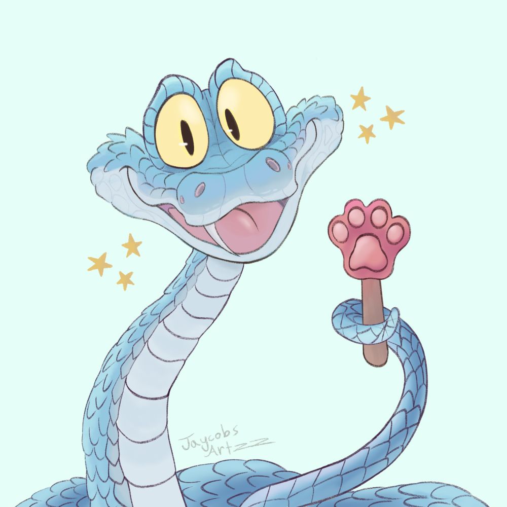Drawing of Gary De'Snake holding a Pawpsicle from Zootopia 2