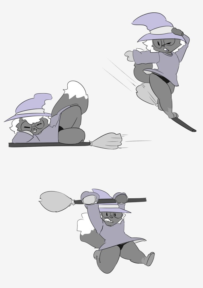 It's Flair the witch, performing various techniques on a flying broom