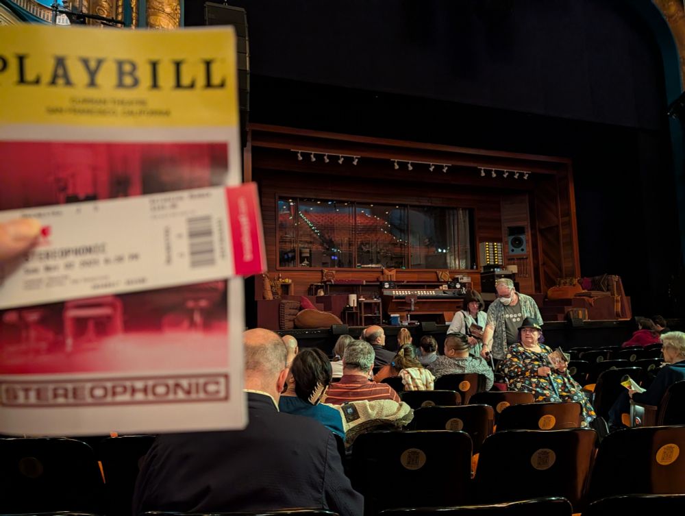 Ticket, Playbill, and stage for Stereophonic