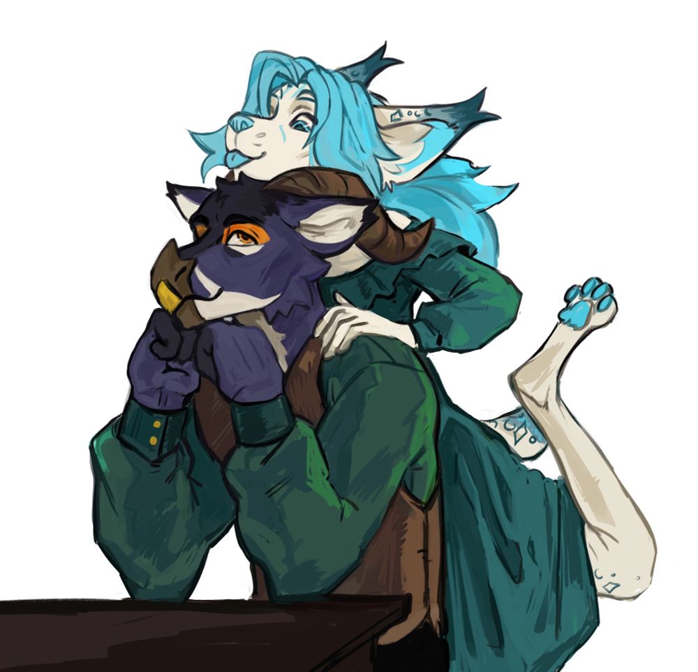 furry, dragon, griffon, cute art, paired art, lynx, original characters