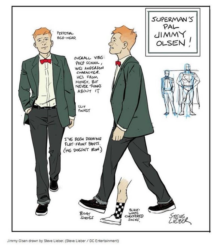 Steve Lieber’s model sheet for the comic book Superman’s Pal Jimmy Olsen.