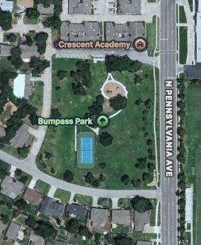 A screen grab of a map focused on a park named “Bumpass Park” where we in this post are affectionately calling “Bump Ass Park.”