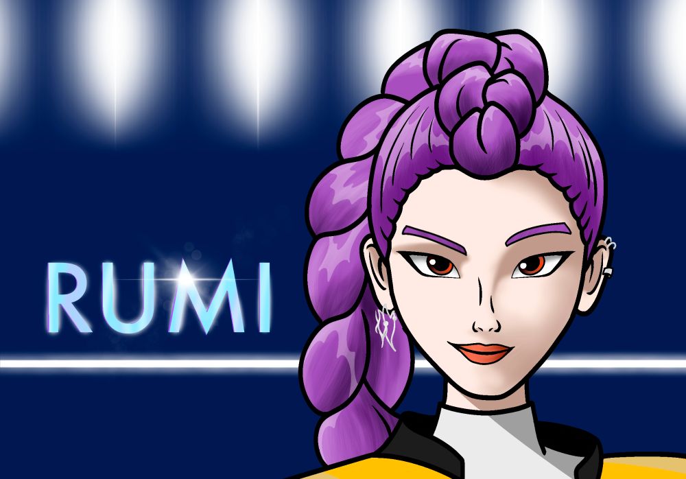 Dibujo del personaje Rumi de la película Kpop Demon Hunters