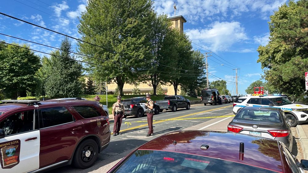 Minneapolis Police Chief Brian O'Hara said the shooter fired through the windows of Annunciation Catholic Church during Mass on Wednesday. The gunman was found dead of a self-inflicted gunshot wound.