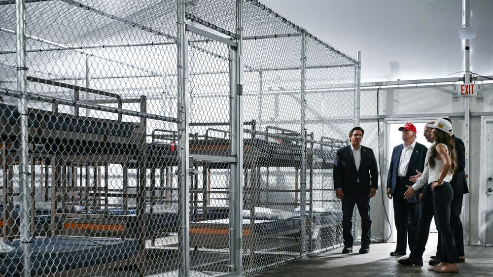 The 14-day stoppage comes as a federal judge considers whether additional construction of the immigration detention facility in south Florida's Everglades is detrimental to the environment.