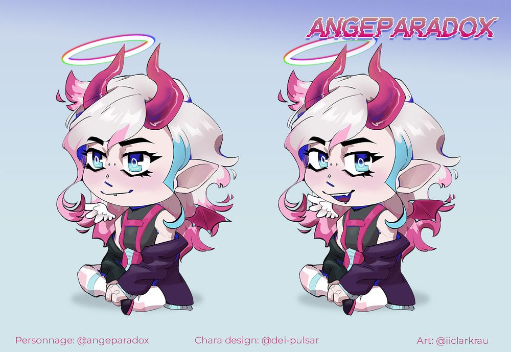 Chibis de l'avatar de @angeparadox, le charadesign est de @dei-pulsar