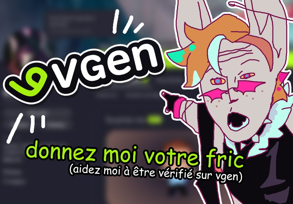 meme wojak de Clark pointant du doigt le logo vgen, il est écrit "donnez moi votre fric (aidez moi à être vérifié sur vgen)