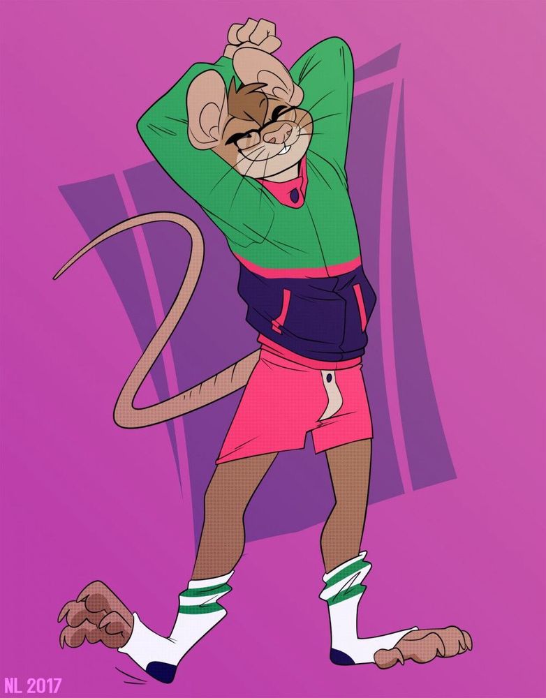 an anthro rat boy stretchin out