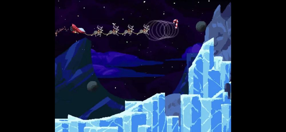 In order to avoid the mountain, Santa would naturally collide with the candy cane.