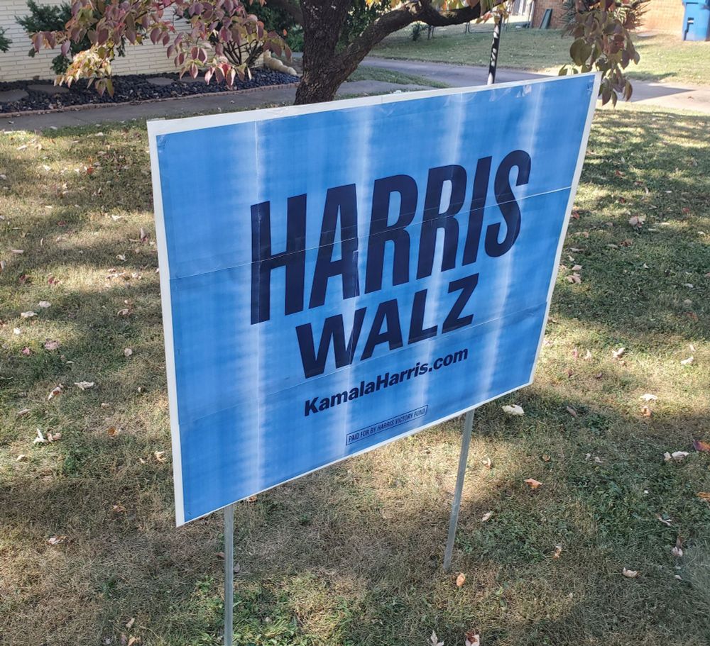 Large DIY Harris/Walz sign in my front yard