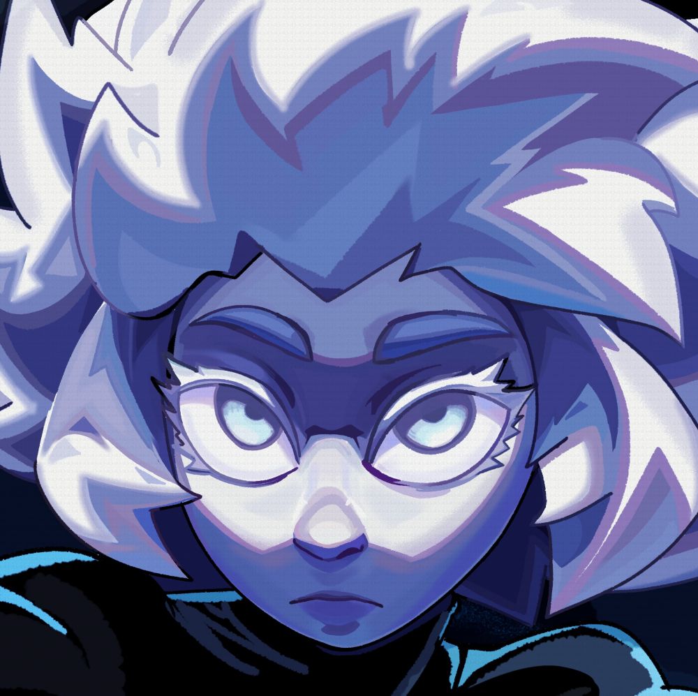 Ícone 1: Anjo encara diretamente o observador com um olhar firme.